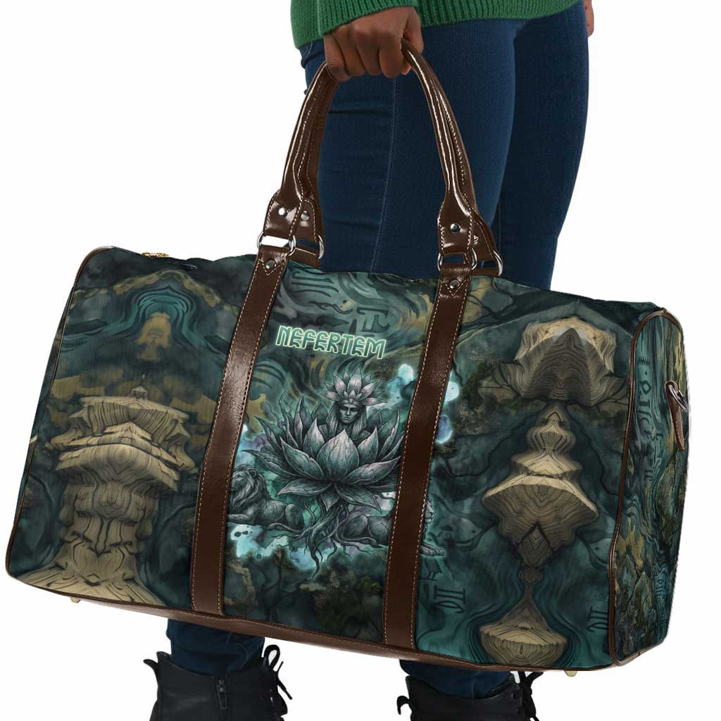 Nefertem Travel Bag Primordial Bloom Lotus Mystical Lion Cosmic Egyptian