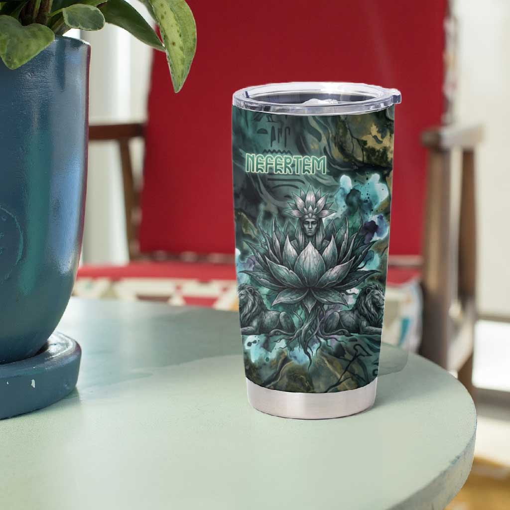 Nefertem Tumbler Cup Primordial Bloom Lotus Mystical Lion Cosmic Egyptian