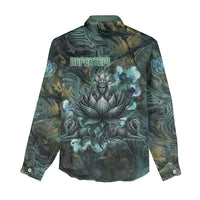 Nefertem Women Casual Shirt Primordial Bloom Lotus Mystical Lion Cosmic Egyptian