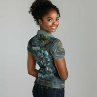 Nefertem Women Polo Shirt Primordial Bloom Lotus Mystical Lion Cosmic Egyptian