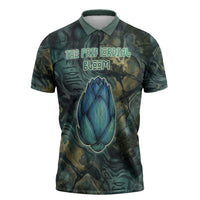 Nefertem Zipper Polo Shirt Primordial Bloom Lotus Mystical Lion Cosmic Egyptian