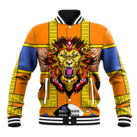 Swaziland Baseball Jacket Lion Shield and Leopard Print Tribal Design