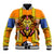 Swaziland Baseball Jacket Lion Shield and Leopard Print Tribal Design