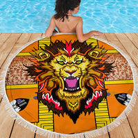 Swaziland Beach Blanket Lion Shield and Leopard Print Tribal Design