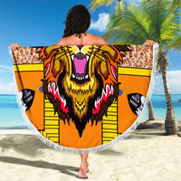 Swaziland Beach Blanket Lion Shield and Leopard Print Tribal Design
