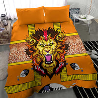 Swaziland Bedding Set Lion Shield and Leopard Print Tribal Design