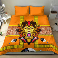 Swaziland Bedding Set Lion Shield and Leopard Print Tribal Design