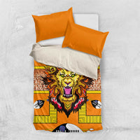 Swaziland Bedding Set Lion Shield and Leopard Print Tribal Design