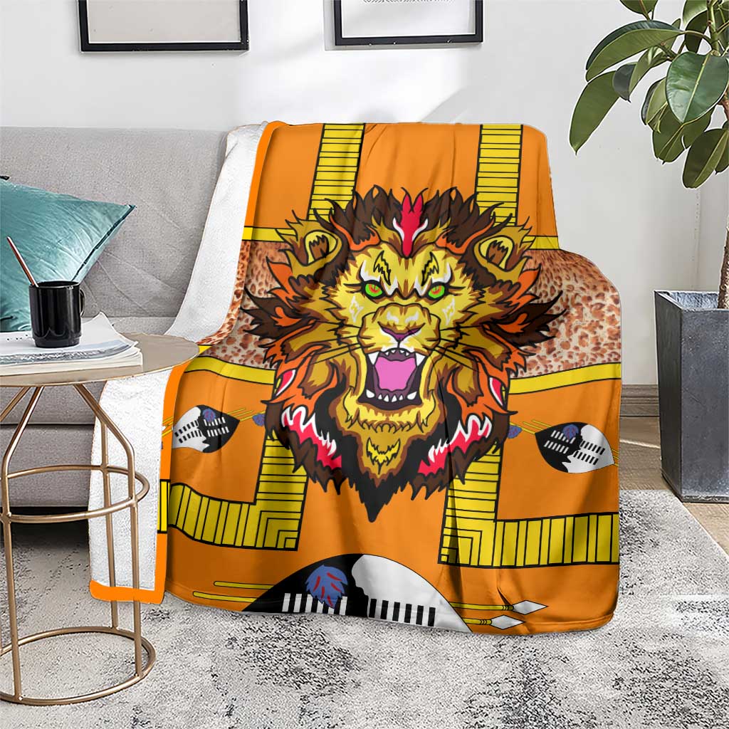 Swaziland Blanket Lion Shield and Leopard Print Tribal Design