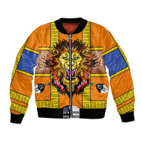 Swaziland Bomber Jacket Lion Shield and Leopard Print Tribal Design