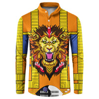 Swaziland Button Sweatshirt Lion Shield and Leopard Print Tribal Design
