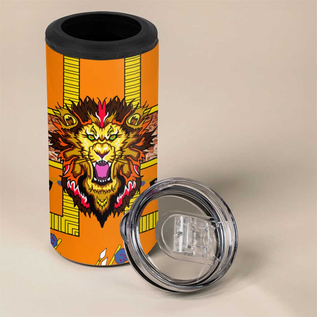 Swaziland 4 in 1 Can Cooler Tumbler Lion Shield and Leopard Print Tribal Design