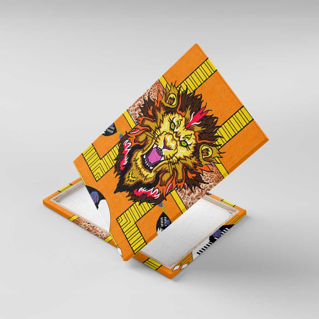 Swaziland Canvas Wall Art Lion Shield and Leopard Print Tribal Design