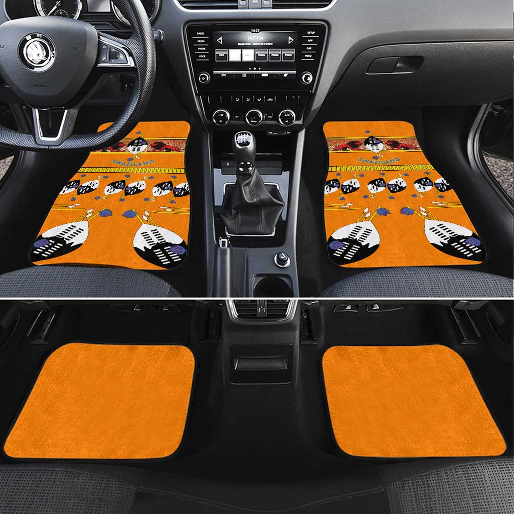 Swaziland Car Mats Lion Shield and Leopard Print Tribal Design