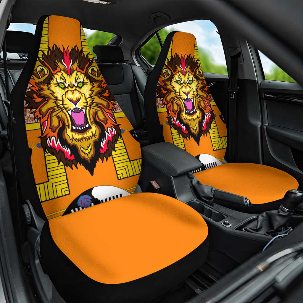 Swaziland Car Seat Cover Lion Shield and Leopard Print Tribal Design