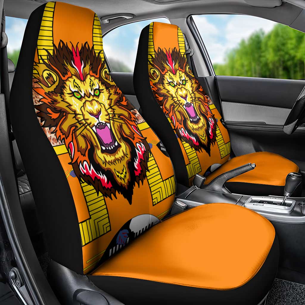 Swaziland Car Seat Cover Lion Shield and Leopard Print Tribal Design
