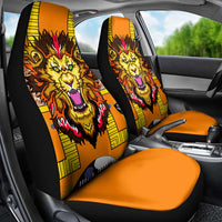 Swaziland Car Seat Cover Lion Shield and Leopard Print Tribal Design