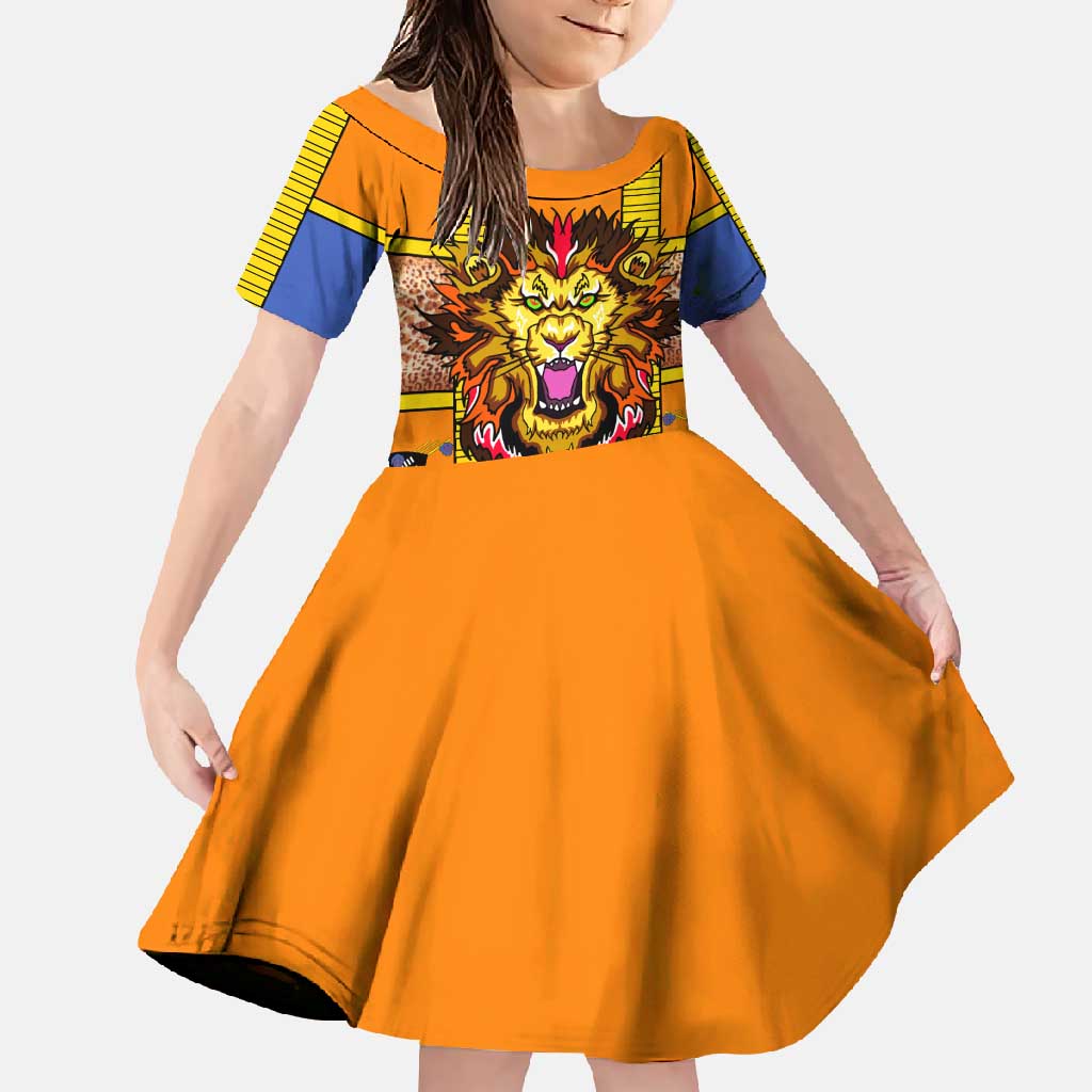 Swaziland Family Matching Long Sleeve Bodycon Dress and Hawaiian Shirt Lion Shield and Leopard Print Tribal Design