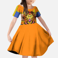 Swaziland Family Matching Long Sleeve Bodycon Dress and Hawaiian Shirt Lion Shield and Leopard Print Tribal Design