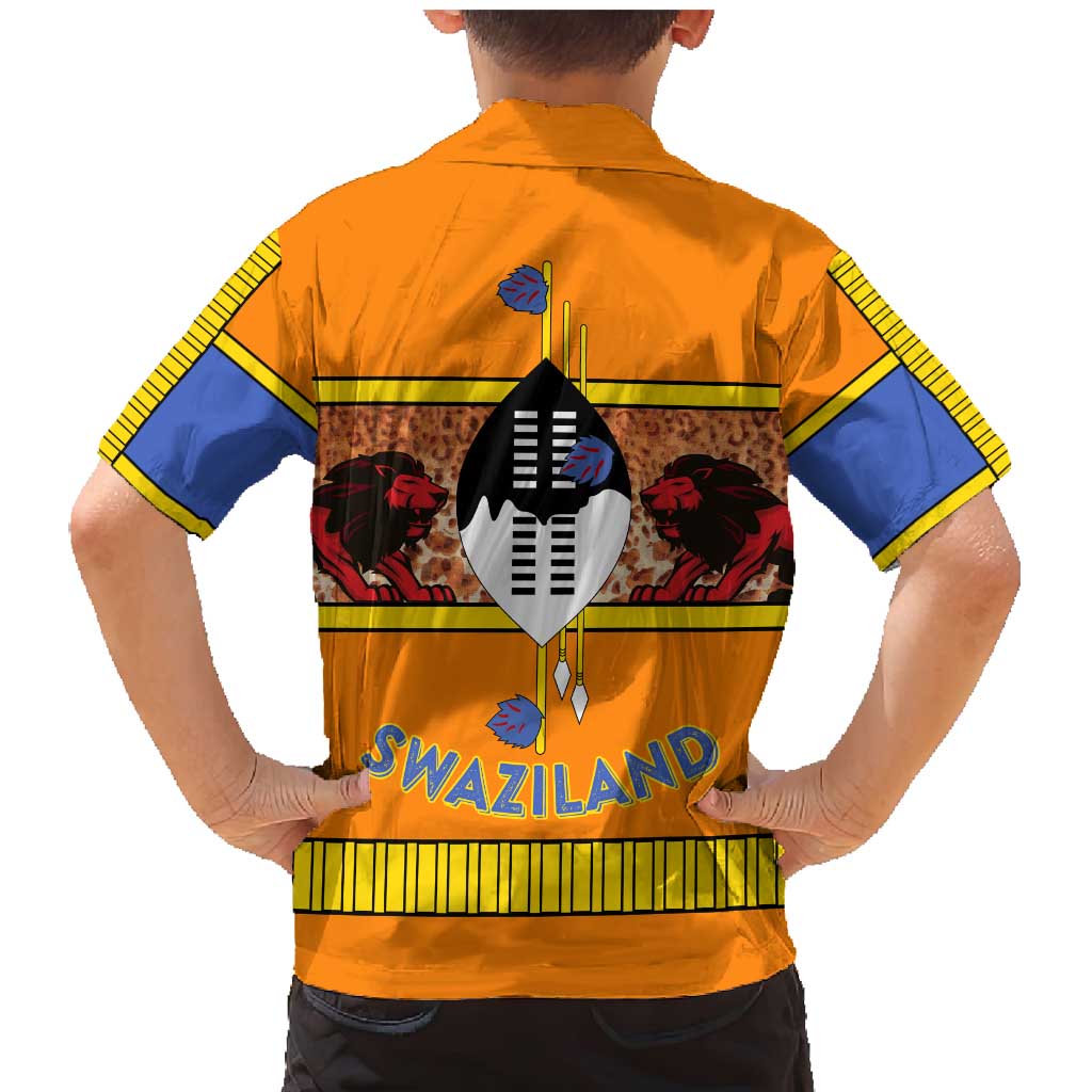 Swaziland Family Matching Mermaid Dress and Hawaiian Shirt Lion Shield and Leopard Print Tribal Design