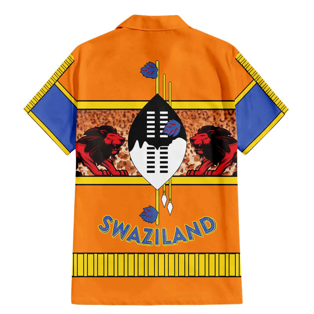 Swaziland Family Matching Mermaid Dress and Hawaiian Shirt Lion Shield and Leopard Print Tribal Design