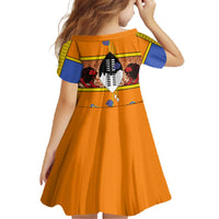 Swaziland Family Matching Off The Shoulder Long Sleeve Dress and Hawaiian Shirt Lion Shield and Leopard Print Tribal Design