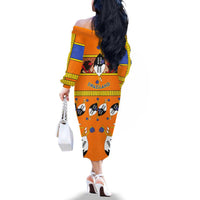 Swaziland Family Matching Off The Shoulder Long Sleeve Dress and Hawaiian Shirt Lion Shield and Leopard Print Tribal Design