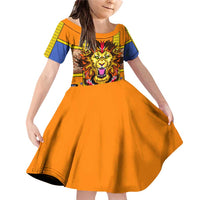 Swaziland Family Matching Off Shoulder Short Dress and Hawaiian Shirt Lion Shield and Leopard Print Tribal Design