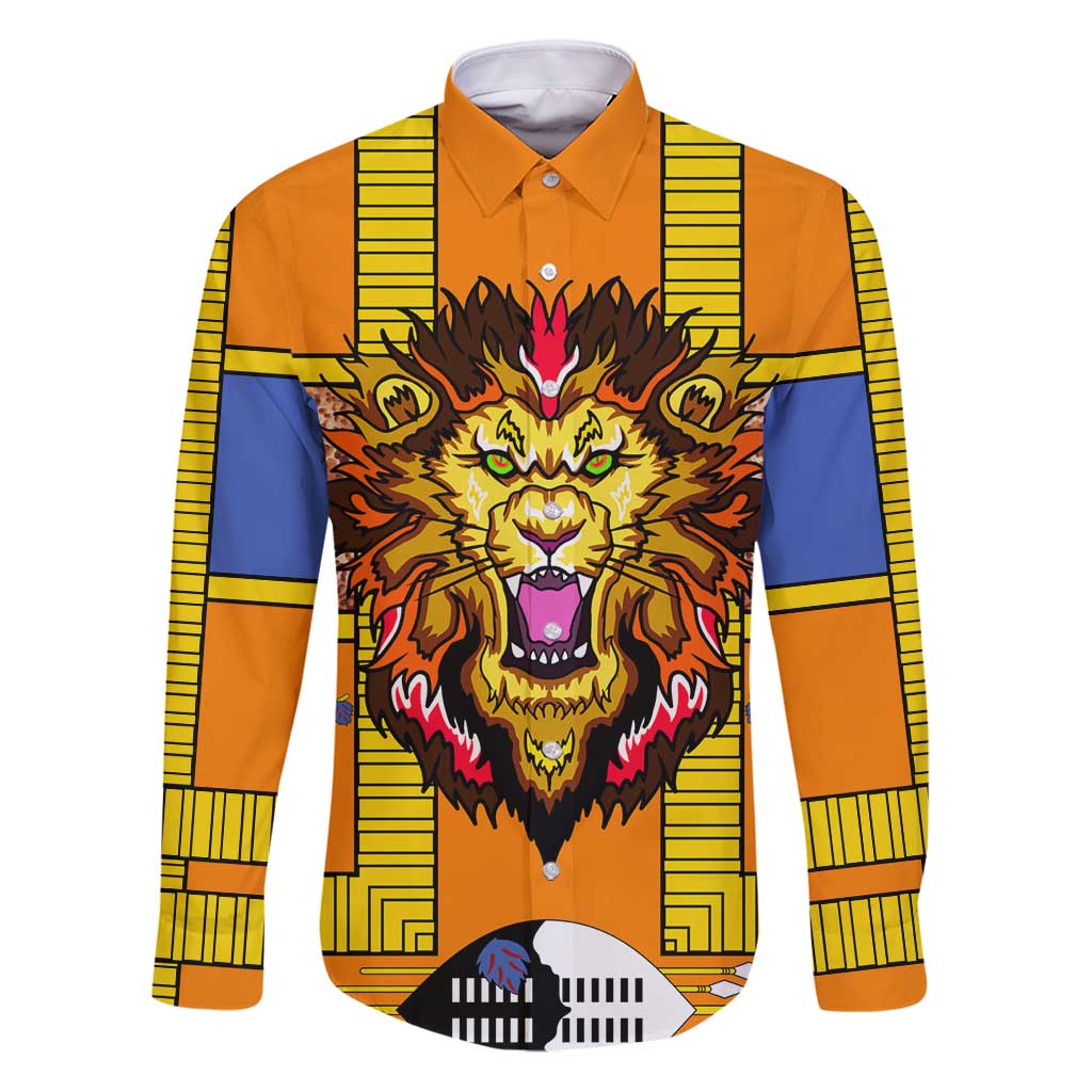 Swaziland Family Matching Puletasi and Hawaiian Shirt Lion Shield and Leopard Print Tribal Design