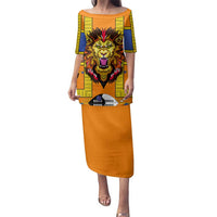 Swaziland Family Matching Puletasi and Hawaiian Shirt Lion Shield and Leopard Print Tribal Design