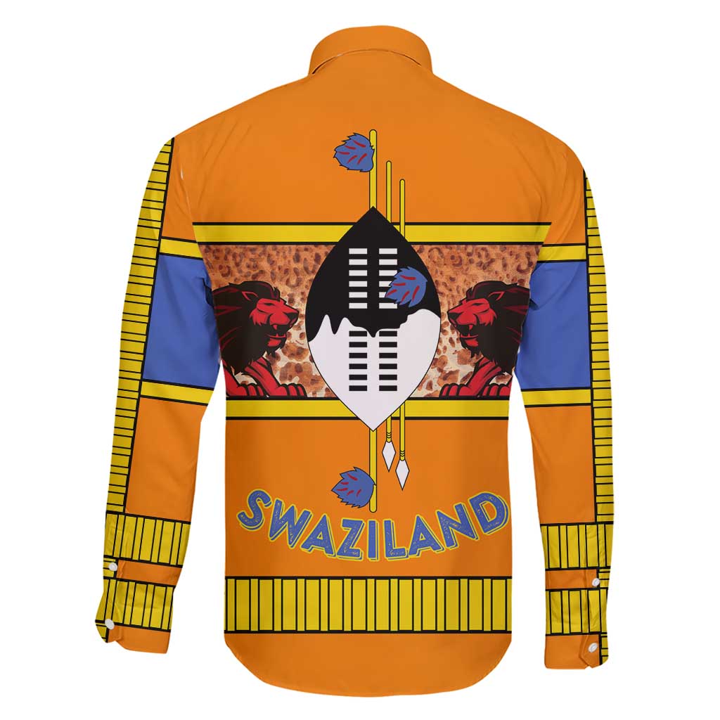 Swaziland Family Matching Short Sleeve Bodycon Dress and Hawaiian Shirt Lion Shield and Leopard Print Tribal Design