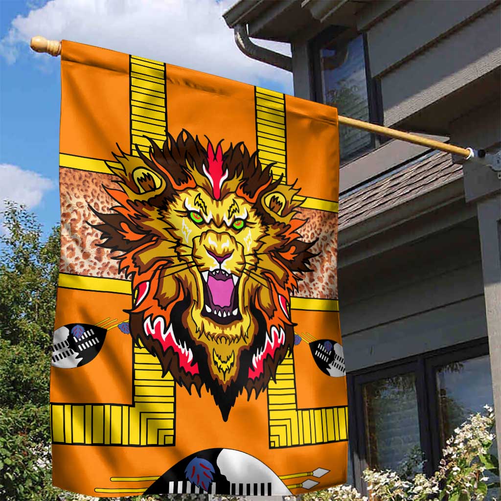 Swaziland Garden Flag Lion Shield and Leopard Print Tribal Design