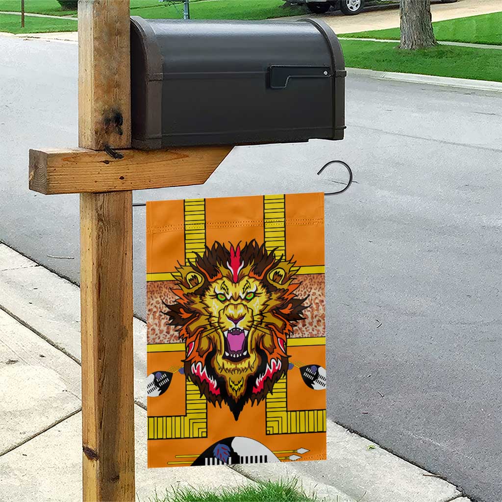 Swaziland Garden Flag Lion Shield and Leopard Print Tribal Design