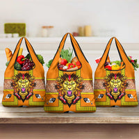 Swaziland Grocery Bag Lion Shield and Leopard Print Tribal Design