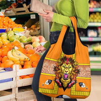 Swaziland Grocery Bag Lion Shield and Leopard Print Tribal Design