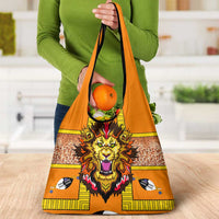 Swaziland Grocery Bag Lion Shield and Leopard Print Tribal Design