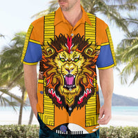 Swaziland Hawaiian Shirt Lion Shield and Leopard Print Tribal Design