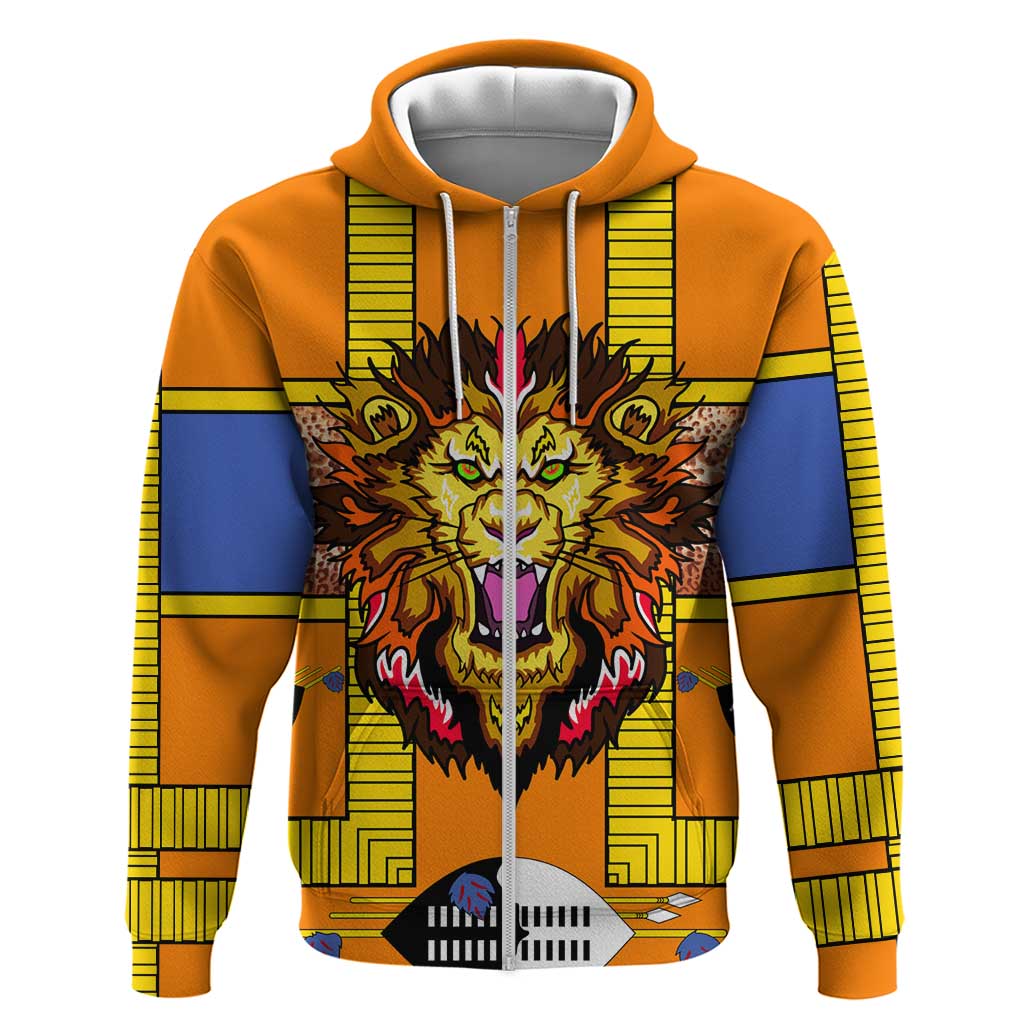 Swaziland Hoodie Lion Shield and Leopard Print Tribal Design