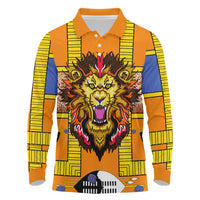 Swaziland Long Sleeve Polo Shirt Lion Shield and Leopard Print Tribal Design
