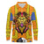 Swaziland Long Sleeve Polo Shirt Lion Shield and Leopard Print Tribal Design