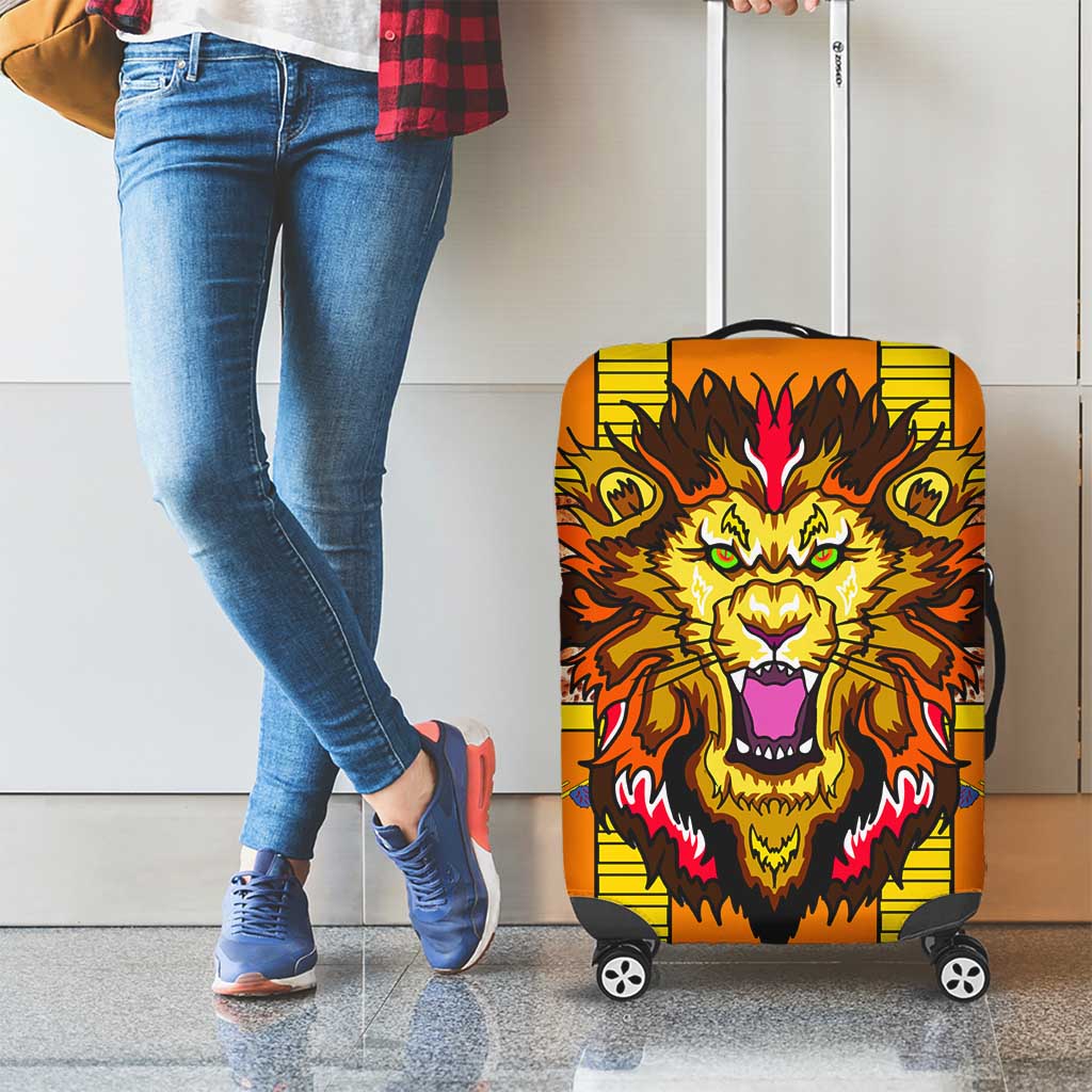 Swaziland Luggage Cover Lion Shield and Leopard Print Tribal Design