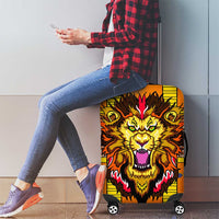 Swaziland Luggage Cover Lion Shield and Leopard Print Tribal Design