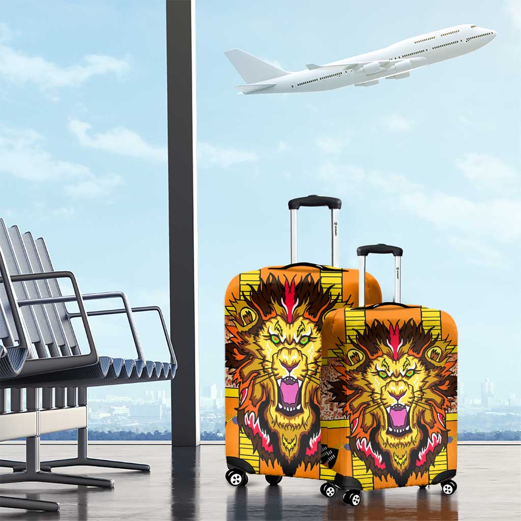 Swaziland Luggage Cover Lion Shield and Leopard Print Tribal Design