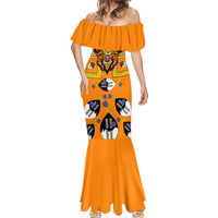 Swaziland Mermaid Dress Lion Shield and Leopard Print Tribal Design