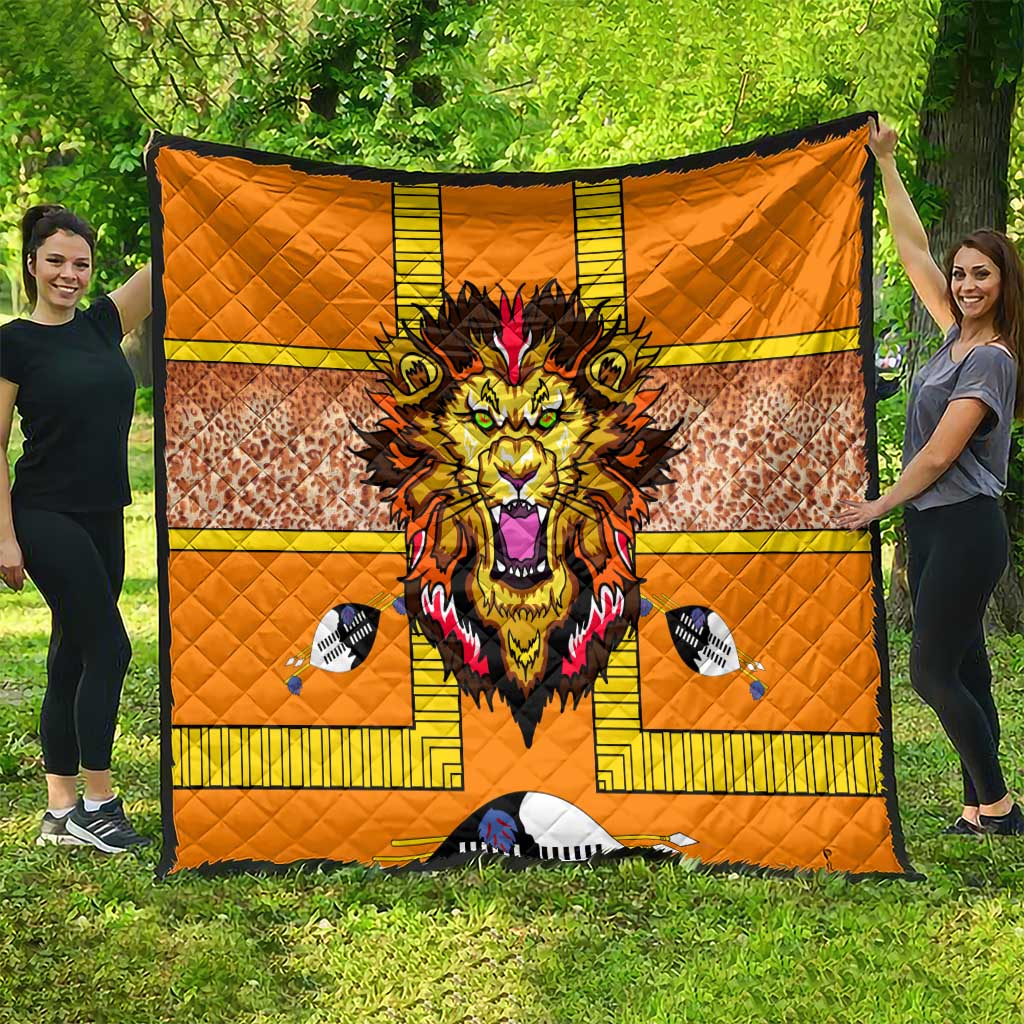 Swaziland Quilt Lion Shield and Leopard Print Tribal Design