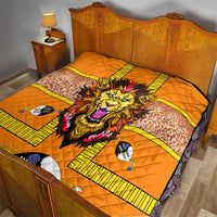 Swaziland Quilt Lion Shield and Leopard Print Tribal Design