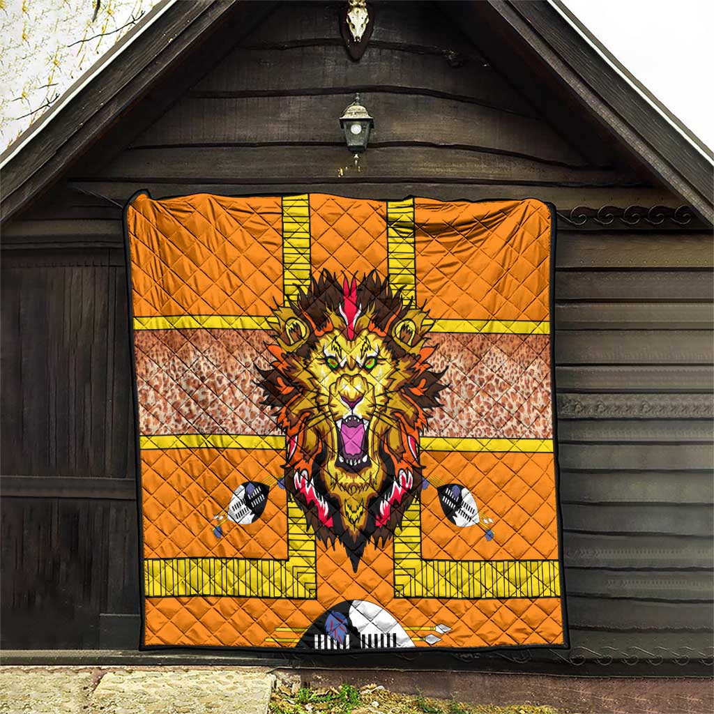 Swaziland Quilt Lion Shield and Leopard Print Tribal Design