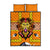 Swaziland Quilt Bed Set Lion Shield and Leopard Print Tribal Design