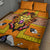 Swaziland Quilt Bed Set Lion Shield and Leopard Print Tribal Design