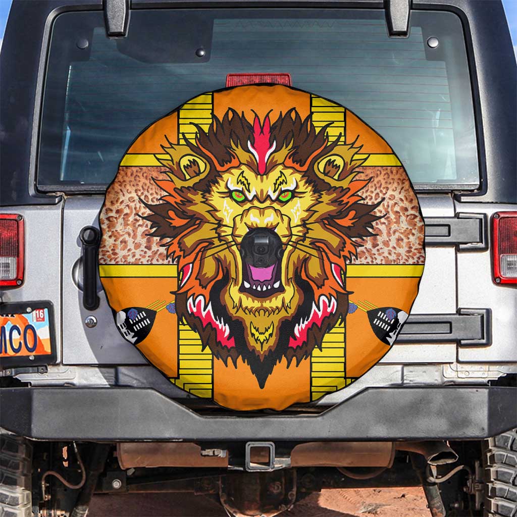 Swaziland Spare Tire Cover Lion Shield and Leopard Print Tribal Design